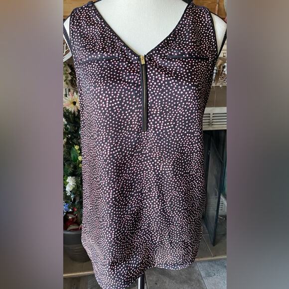 Express Tank Front Zipper 2 faux slit pockets black red white front back solid - Picture 1 of 8
